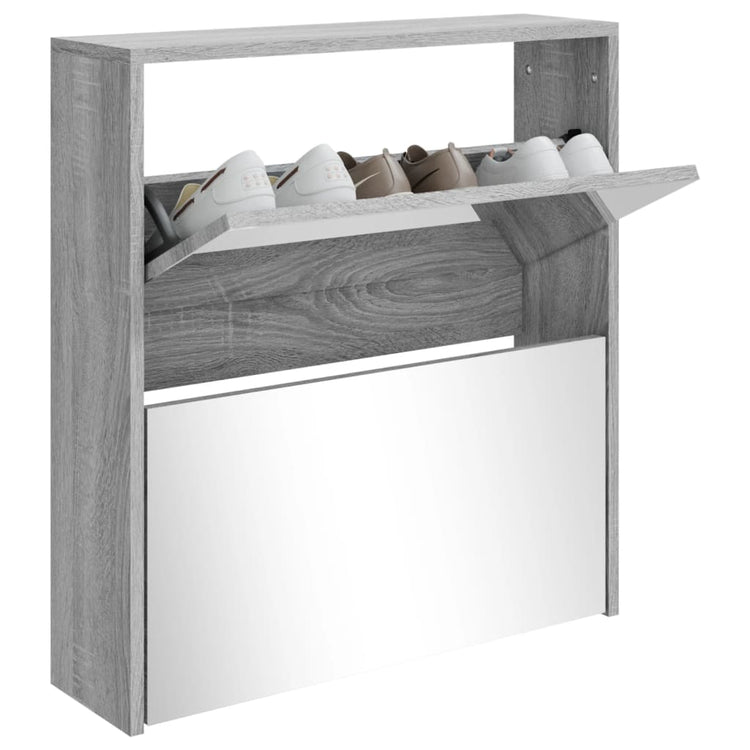 Scarpiera con Specchio a 2 Livelli Grigio sonoma 63x17x67 cm cod mxl 40641