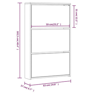 Scarpiera con Specchio a 3 Livelli Nera 63x17x102,5 cm 342635