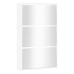 Scarpiera con Specchio a 3 Livelli Bianco Lucido 63x17x102,5 cm 342637