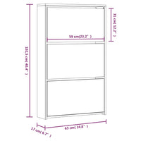 Scarpiera con Specchio a 3 Livelli Rovere fumo 63x17x102,5 cm 342638