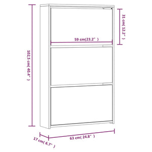 Scarpiera con Specchio a 3 Livelli Rovere fumo 63x17x102,5 cm 342638