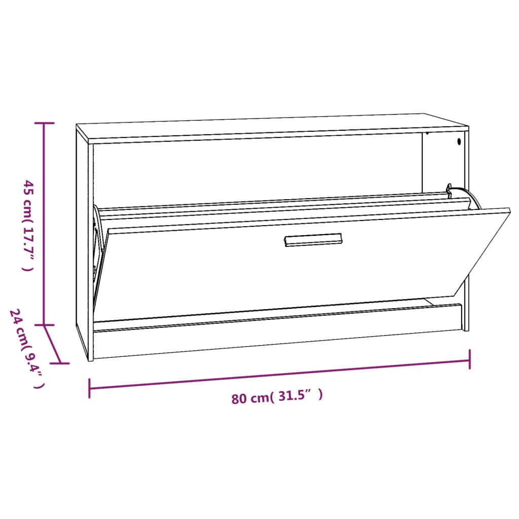 Scarpiera Nera 80x24x45 cm in Legno Multistrato 342641