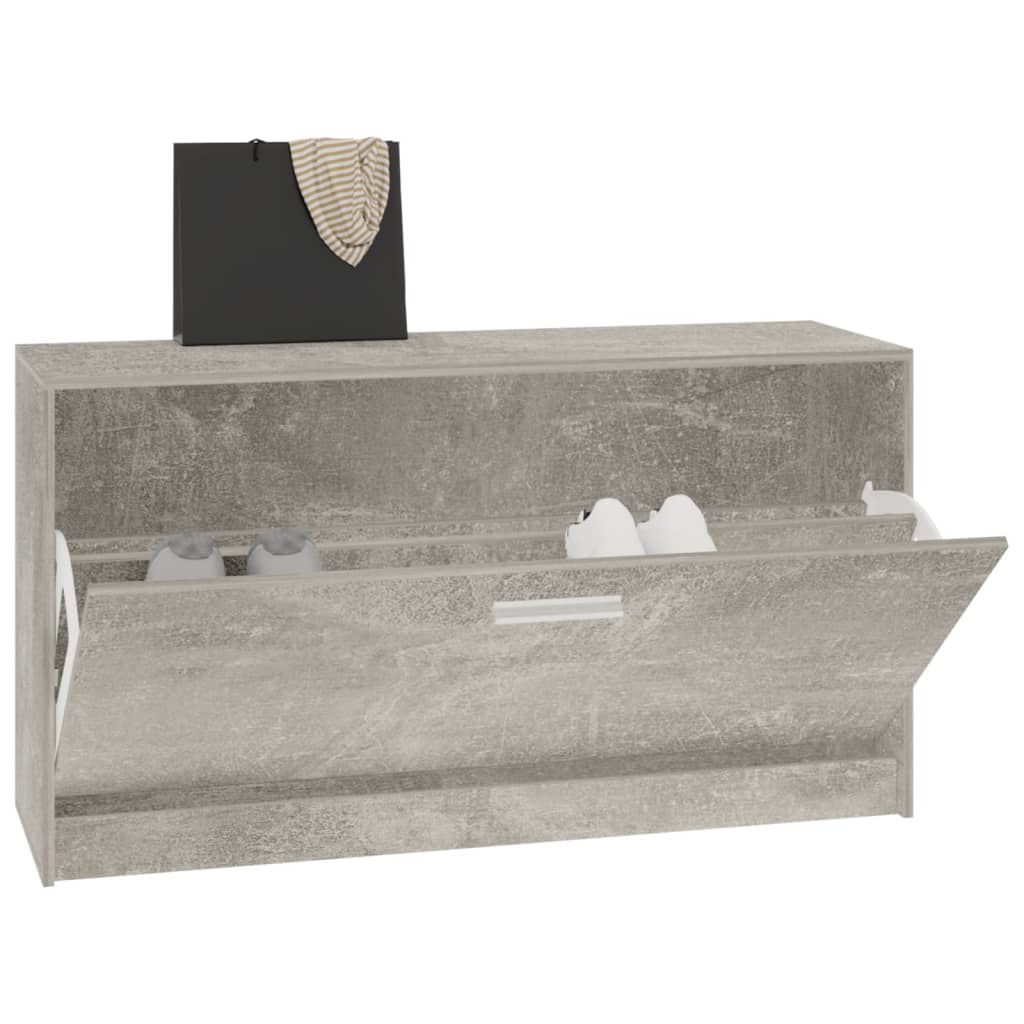 Scarpiera Grigio Cemento 80x24x45 cm in Legno Multistrato 342642