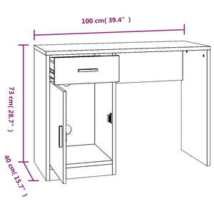 Scrivania Cassetto Grigio cemento 100x40x73cm Legno Multistrato 342654