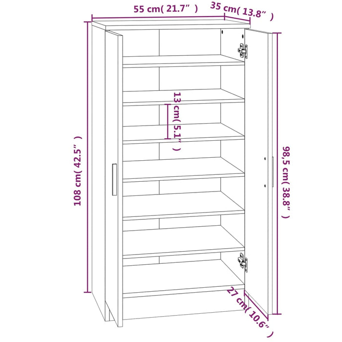 Scarpiera Nera 55x35x108 cm in Legno Multistrato 342665