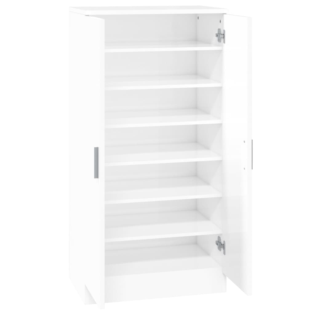 Scarpiera Bianco Lucido 55x35x108 cm in Legno Multistrato 342667