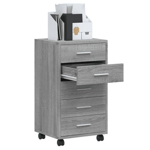 Cassettiera con Ruote grigio sonoma in Legno Multistrato 342675