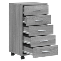 Cassettiera con Ruote grigio sonoma in Legno Multistrato 342675