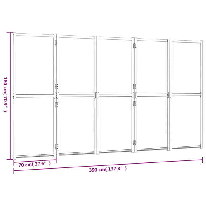 Paravento a 5 Pannelli Nero 350x180 cm 319181