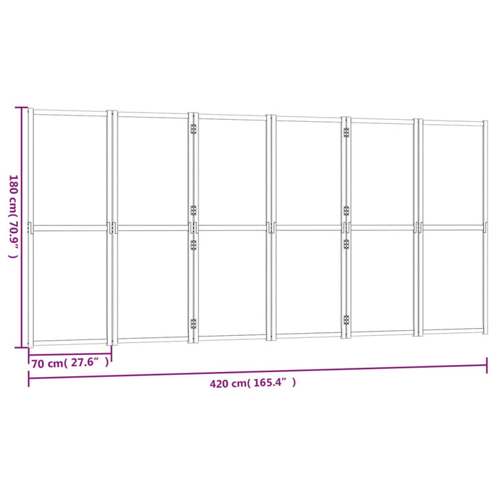 Paravento a 6 Pannelli Nero 420x180 cm 319182