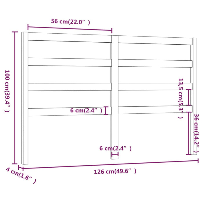 Testiera per Letto 126x4x100 cm in Legno Massello di Pino cod mxl 47424