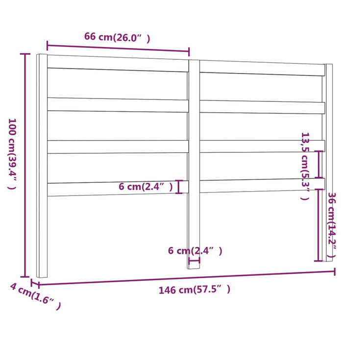 Testiera per Letto Bianca 146x4x100 cm Legno Massello di Pino cod mxl 48489