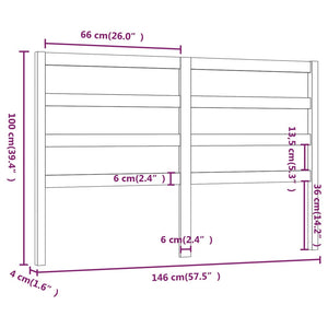 Testiera per Letto Grigia 146x4x100 cm Legno Massello di Pino 817642