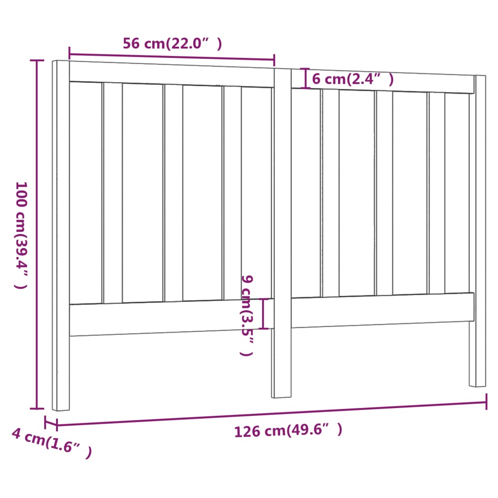 Testiera per Letto 126x4x100 cm in Legno Massello di Pino cod mxl 47056