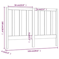 Testiera per Letto Grigia 126x4x100cm in Legno Massello di Pino cod 9776