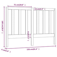 Testiera per Letto Nera 156x4x100 cm in Legno Massello di Pino cod mxl 31766