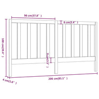 Testiera per Letto 206x4x100 cm in Legno Massello di Pino 817710