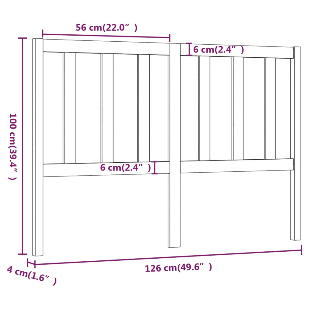 Testiera per Letto Bianca 126x4x100cm in Legno Massello di Pino cod mxl 49977