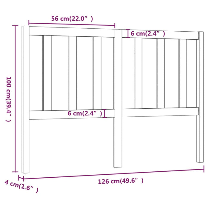 Testiera per Letto Bianca 126x4x100cm in Legno Massello di Pino cod mxl 49977