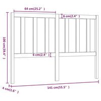 Testiera per Letto 141x4x100 cm in Legno Massello di Pino 817735