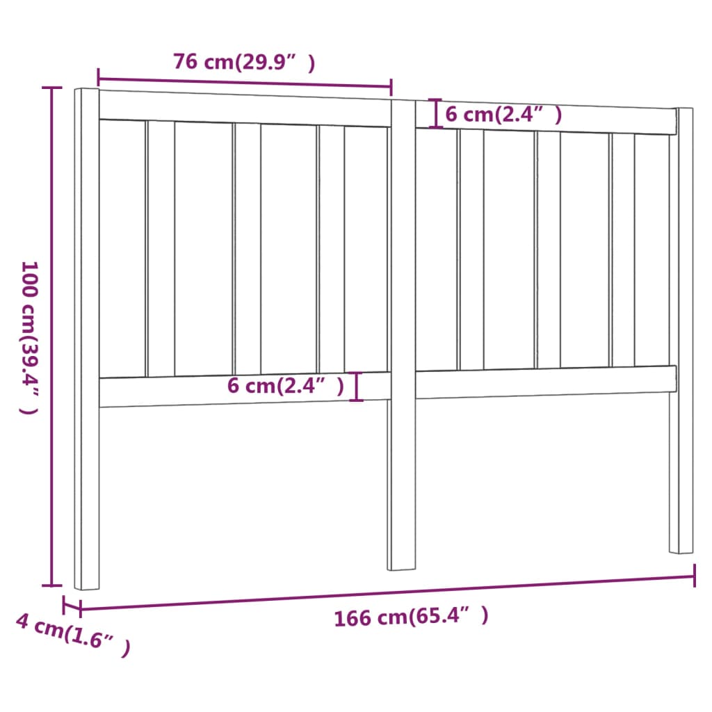 Testiera per Letto 166x4x100 cm in Legno Massello di Pino cod mxl 46840