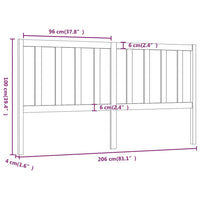 Testiera per Letto Bianca 206x4x100 cm Legno Massello di Pino cod mxl 46190