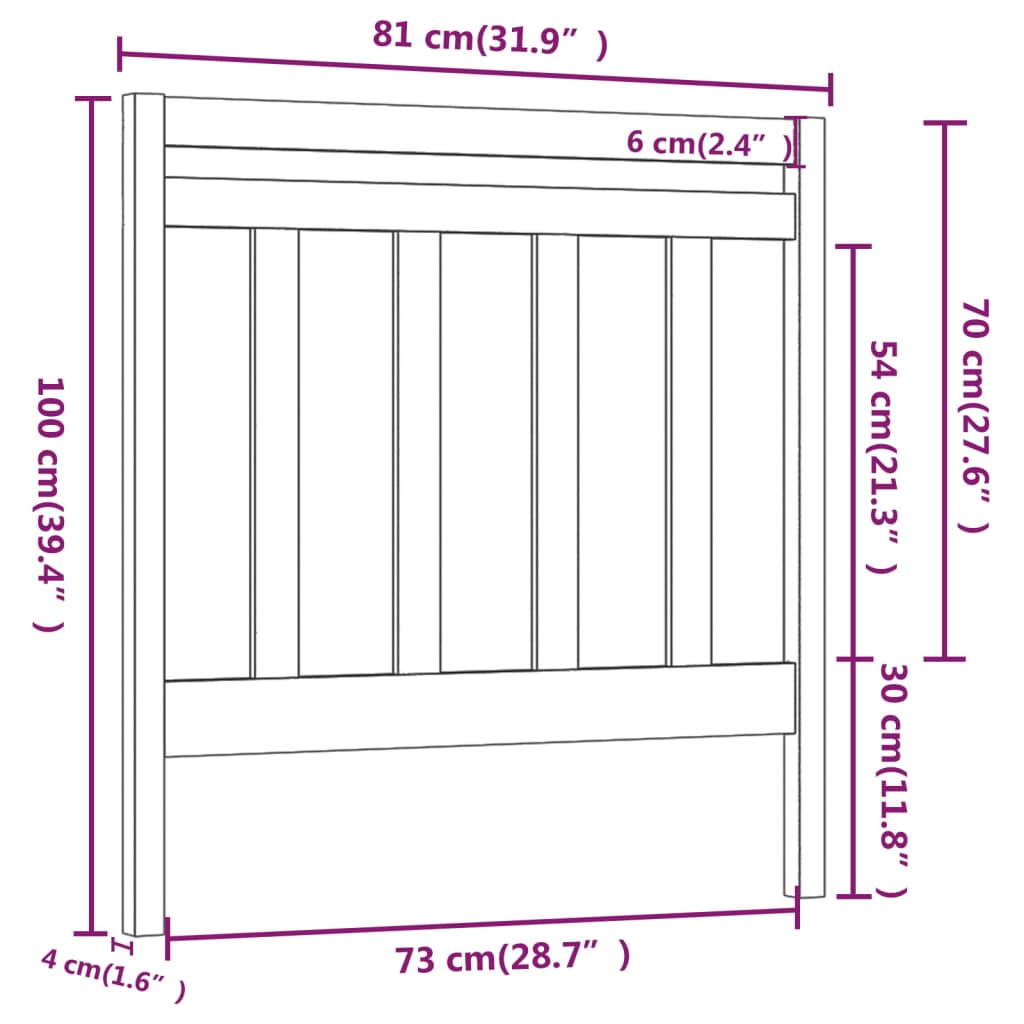 Testiera per Letto 81x4x100 cm in Legno Massello di Pino 817765