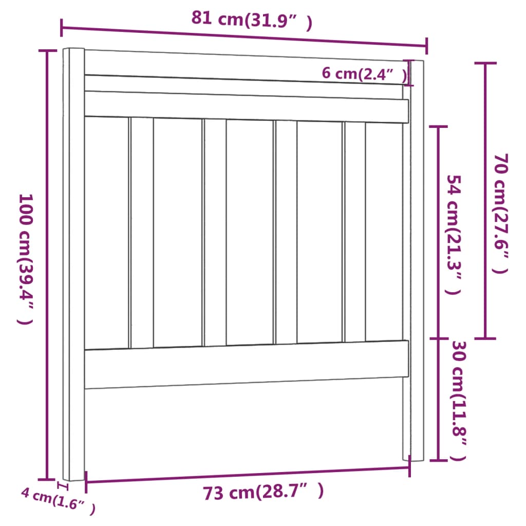 Testiera per Letto Grigia 81x4x100 cm in Legno Massello di Pino cod mxl 33526