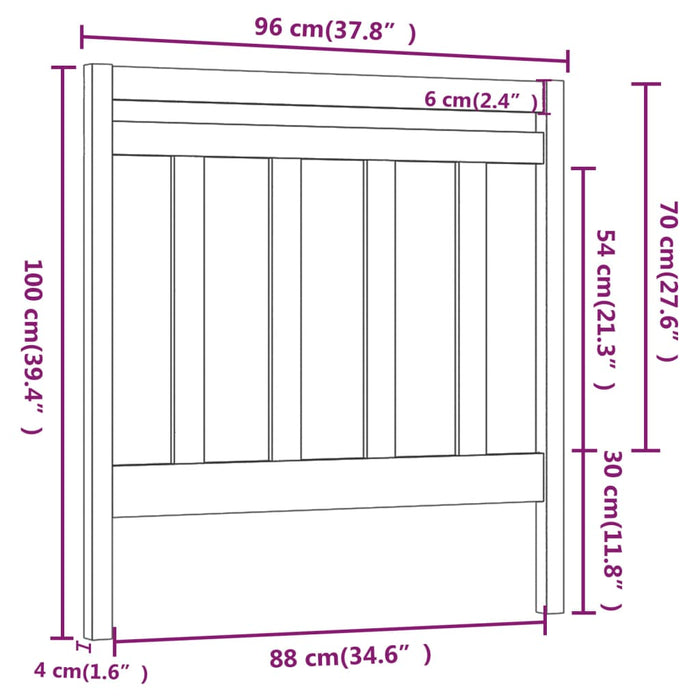 Testiera per Letto 96x4x100 cm in Legno Massello di Pino cod mxl 47011