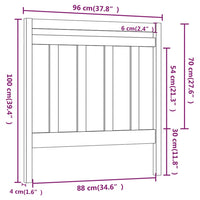 Testiera per Letto Bianca 96x4x100 cm in Legno Massello di Pino 817771