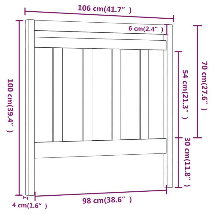 Testiera per Letto Miele 106x4x100 cm in Legno Massello di Pino cod mxl 46144