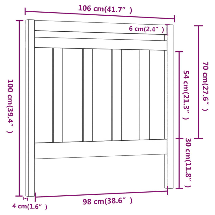 Testiera per Letto Nera 106x4x100 cm in Legno Massello di Pino cod mxl 31743