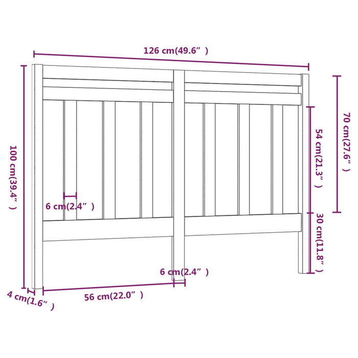 Testiera per Letto 126x4x100 cm in Legno Massello di Pino cod 11000