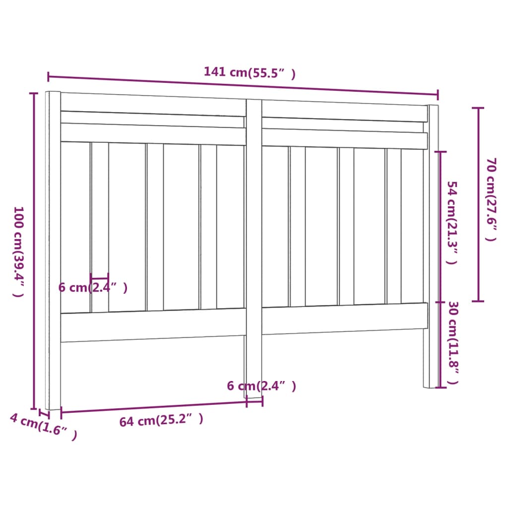 Testiera per Letto Bianca 141x4x100 cm Legno Massello di Pino cod mxl 51241