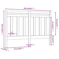 Testiera per Letto Nera 166x4x100 cm in Legno Massello di Pino cod mxl 48145