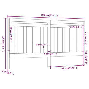 Testiera per Letto 186x4x100 cm in Legno Massello di Pino cod mxl 47887