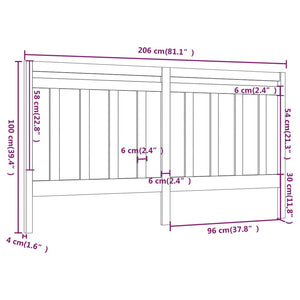 Testiera per Letto Bianca 206x4x100 cm Legno Massello di Pino cod mxl 46188