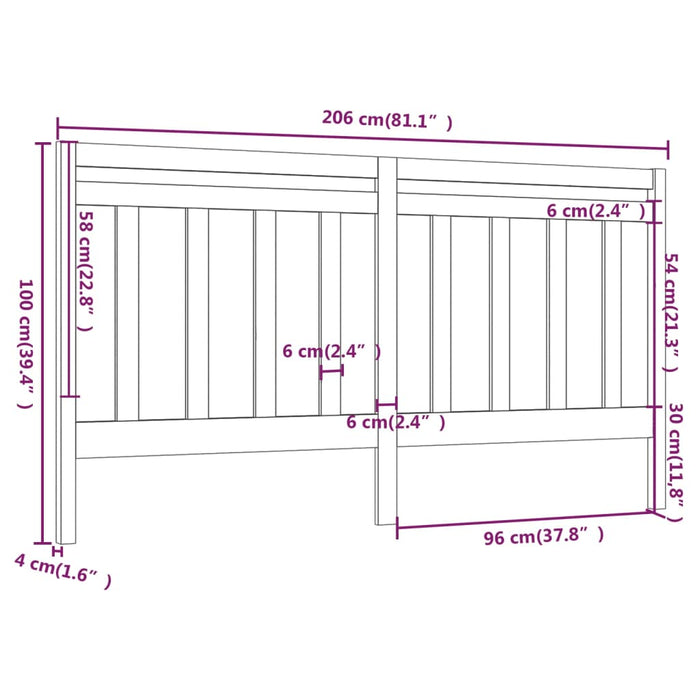 Testiera per Letto ambra 206x4x100 cm in Legno Massello di Pino 817813