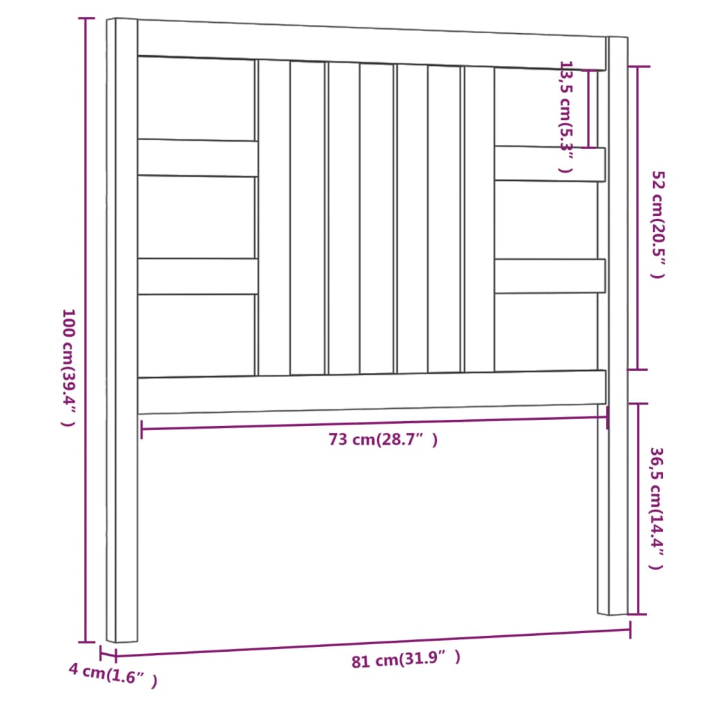 Testiera per Letto Bianca 81x4x100 cm in Legno Massello di Pino 817816