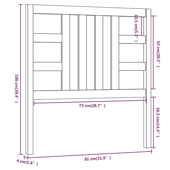 Testiera per Letto Bianca 81x4x100 cm in Legno Massello di Pino 817816