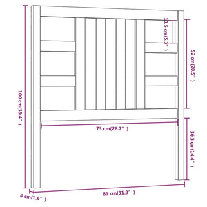 Testiera per Letto Nera 81x4x100 cm in Legno Massello di Pino cod mxl 37819