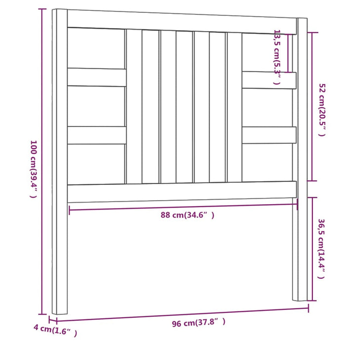 Testiera per Letto Miele 96x4x100 cm in Legno Massello di Pino 817823