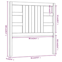 Testiera per Letto Nera 96x4x100 cm in Legno Massello di Pino 817824