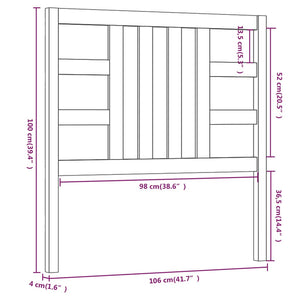 Testiera per Letto Grigia 106x4x100 cm Legno Massello di Pino cod mxl 46603