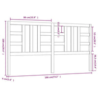 Testiera per Letto Grigia 186x4x100cm in Legno Massello di Pino cod mxl 46375