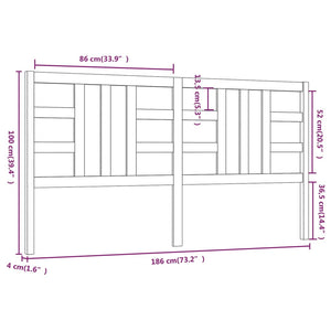 Testiera per Letto Grigia 186x4x100cm in Legno Massello di Pino cod mxl 46375