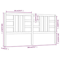 Testiera per Letto Nera 186x4x100 cm in Legno Massello di Pino 817859