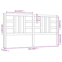 Testiera per Letto Grigia 206x4x100cm in Legno Massello di Pino cod mxl 31765