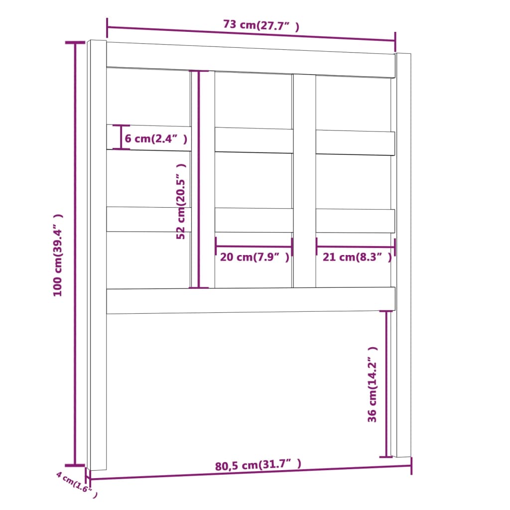 Testiera Letto Grigia 80,5x4x100 cm in Legno Massello di Pino cod mxl 46337