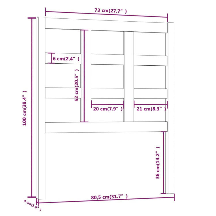 Testiera Letto Grigia 80,5x4x100 cm in Legno Massello di Pino cod mxl 46337